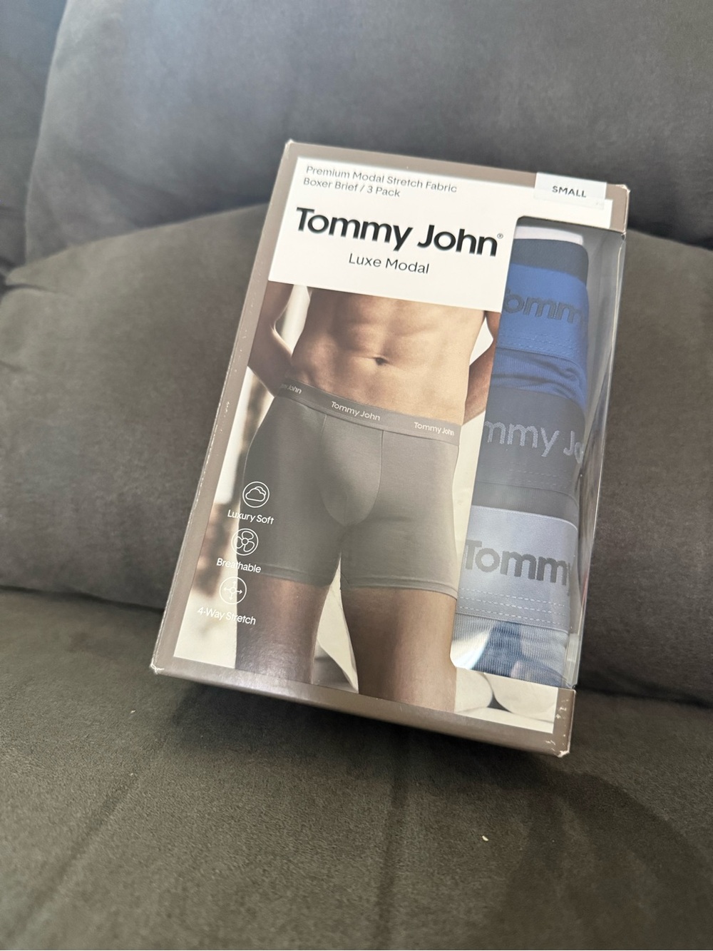 Tommy John Luxe Modal Boxer Briefs Pack - Blue, Gray, Light Blue